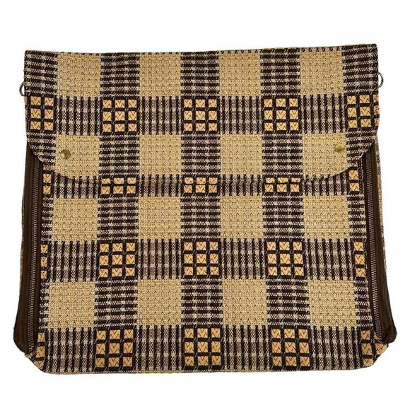 Vintage 60s 70s Woven Checkered Garment Bags Talon Zippers - Picture 2 of 10